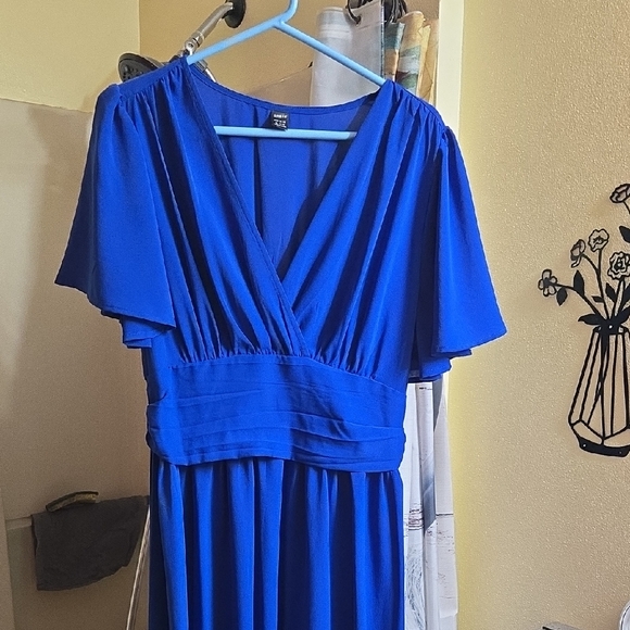 SHEIN Blue Wrap Ruched Maxi Dress for Wedding Guest - Picture 1 of 1
